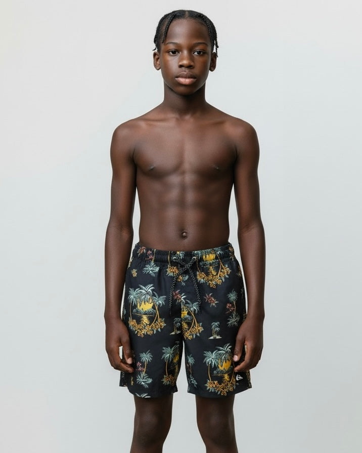Quiksilver Black Scenic – Pantaloneta de Baño para Niño