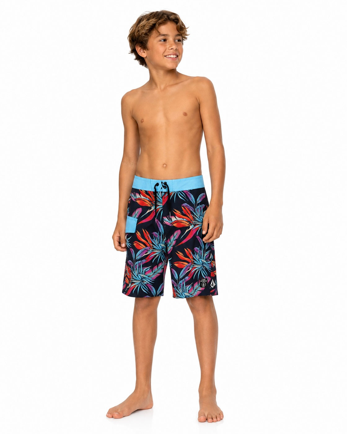 Volcom Pantaloneta de Baño para Niño – Floral Azul