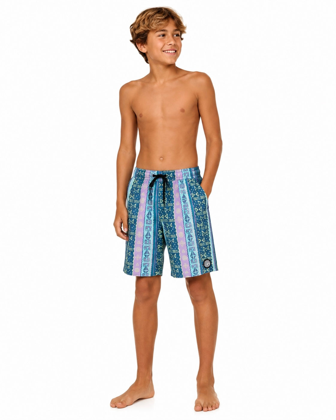 Volcom Elastic Waist Boardshort para Niño – Azul Multicolor